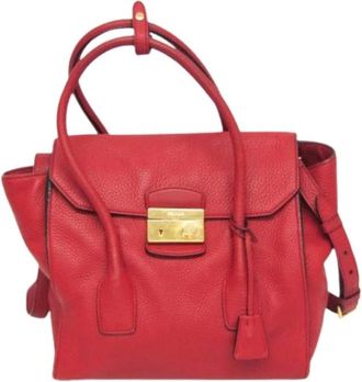 Prada Pre-owned Handbags, female, Red, Size: ONE SIZE Pre-owned VIT Daino Handbag