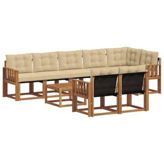 vidaXL Conjunto De Sof&aacute;s De Exterior Con Coj&iacute;n 9 Pcs Natural Y Beige Vidaxl