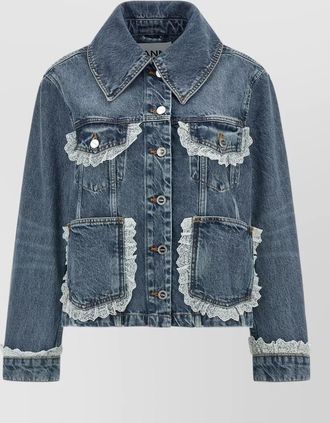 Ganni denim lace-trim jacket