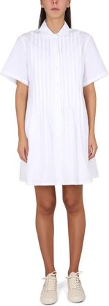 Kenzo White Pleated Shirt Collar Mini Dress