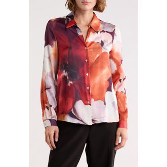 T Tahari Floral Button-Up Shirt in Large Scale Floral at Nordstrom Rack, Size X-Small