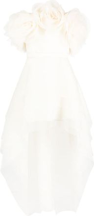 Ana Radu floral-appliqué organza layered dress - women - Polyester - S - White