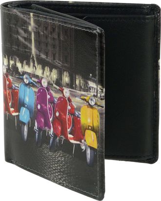 Golunski Mens Tri-Fold Leather Wallet by Retro Vespa Scooter in Gift Box