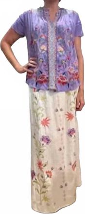 Johnny Was Calista High Slit Linen Skirt In Elordi Stripe
