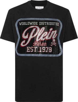 Philipp Plein T-shirt met ronde hals en patch Milan - Heren - T-shirts - Zwart - L - Katoen - Tops