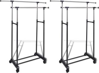 vidaXL Perchero Ajustable Para Ropa 2 Barras 2 Unidades Vidaxl Negro