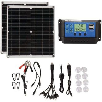 OEM Kit Solar De 50 W Con Controlador De Carga De 60 A Y 2 Puertos Usb: Ideal Para Autocaravanas Y Suministro De Energ&iacute;a De Emergencia