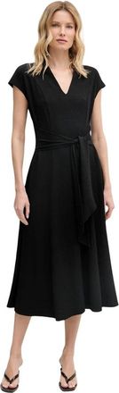 Joseph Ribkoff Jurk met V-hals en ceintuur - Dames - Casual kleedjes - Zwart - XS - Polyester - Kleedjes