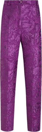 Dolce & Gabbana Pantaloni sartoriali DNA in broccato a fiori - Viola