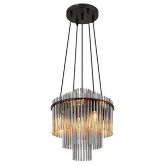 Netlighting Gorley Pendant Ceiling Light Matt Black Smoke Glass Shade 5x E14