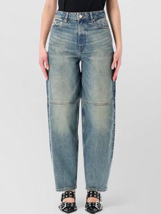 Ganni denim mid-rise ankle-length barrel-leg jeans