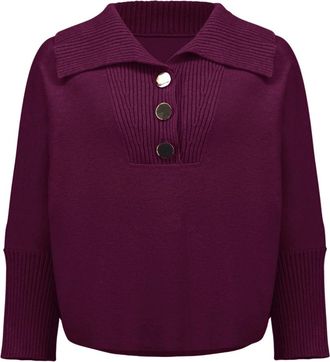 Joseph Ribkoff Truien & Vesten, Dames, Paars, L, Losvallende trui met knoopsluiting