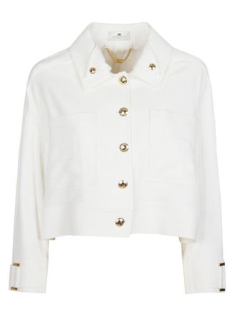 Elisabetta Franchi Viscose-Blend Three-Quarter Sleeve Cropped Caban