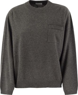 Brunello Cucinelli Maglione con decorazione - Grigio