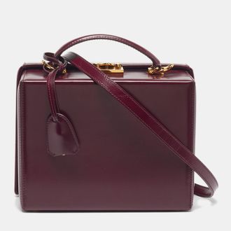 Mark Cross Grace Box Purple Leather Bag