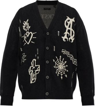 AllSaints Staged Cardigan - Heren - Vesten - Zwart - XS - Katoen - Truien & Vesten