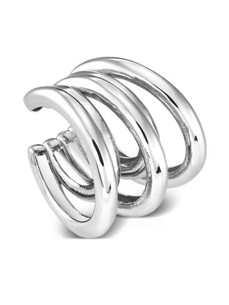 Obsidian Oorcuff met vijfvoudige band - Zilver