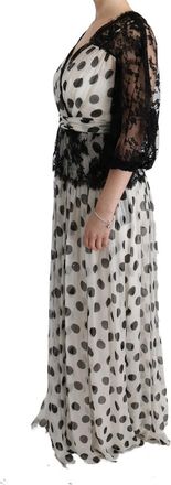 Dolce & Gabbana Womens Polka-Dot Silk Dress White Cotton Viscose