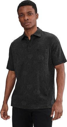 Johnston & Murphy Evans Jacquard Polo Mens Clothing Black Paisley : 2XL, Cotton/Polyester