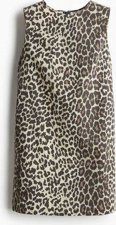 H&M &Auml;rmelloses Twillkleid - Hellbeige/Leopardenprint