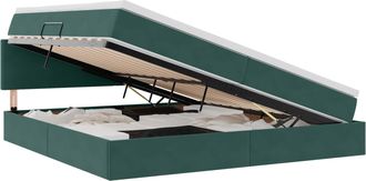 vidaXL Cama Con Almacenamiento Verde Oscuro 200 X 200 Cm Terciopelo Vidaxl
