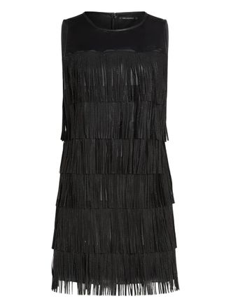 Karl Lagerfeld fringe mini dress - women - Polyester/Polyurethane - 42 - Black