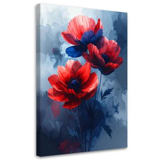 Feeby Impresi&oacute;n De Imagen Flores Rojas Sobre Fondo Azul 70x100