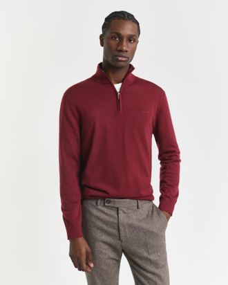 GANT Men Extra Fine Merino Wool Half-Zip Sweater (XXXL) PLUMPED RED