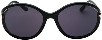 Tom Ford Womens Tom Ford Melody Dark Smoke Lens Shiny Black Sunglasses - Size: ONE size