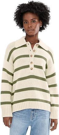 Faherty Sunwashed Cotton Polo Sweater Womens Sweater Antique Stripe : SM