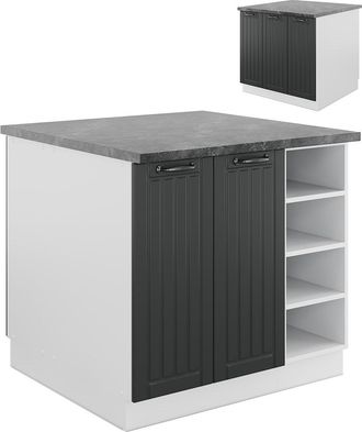 Vicco Isla De Cocina Fame-line, Antracita Casa De Campo/blanco, 90 Cm Sin Encimera