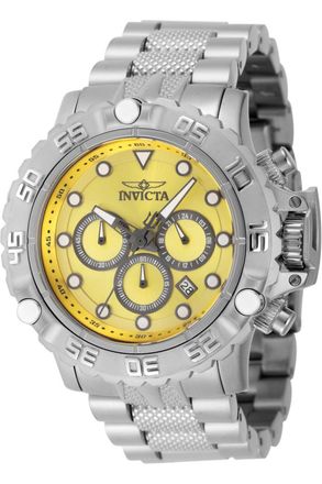 Invicta Subaqua - Poseidon 47180 Heren Horloge - Quartz Uurwerk - Roestvrij Staal met Gele Wijzerplaat - 55mm