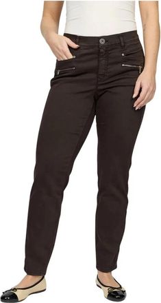 2-Biz Donkerbruine Rany Broek - Dames - Slim Fit Broeken - Bruin - XL - Katoen - Broeken