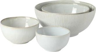 Gibson Home Dawson Mill 4-Piece Round Reactive Glaze Stoneware Nesting Bowl Set in White at Nordstrom