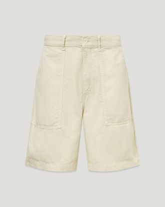 Belstaff Maritime Short Mens Garment Dye Cotton Linen Silver Birch Size 30