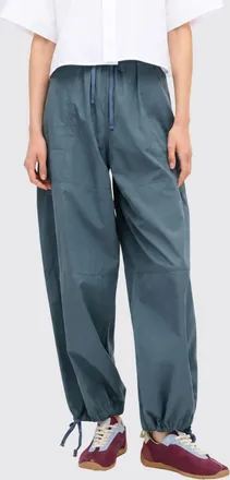 Kenzo Pantaloni a gamba larga a vita alta in misto cotone con coulisse