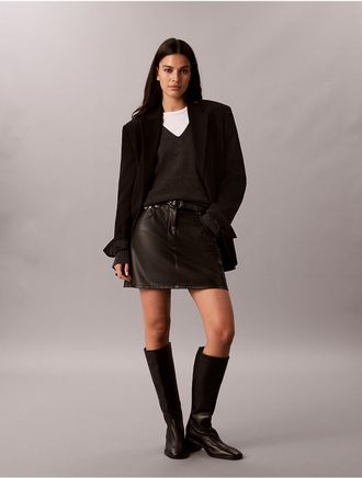 Calvin Klein Jeans Calvin Klein Womens Faux Leather 5-Pocket Mini Skirt - Black - 10