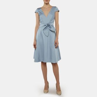 Roberto Cavalli Blue Satin A-Line Midi Dress