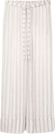Amir Slama stripe-print tie-waist palazzo pants - women - Silk - PP - White