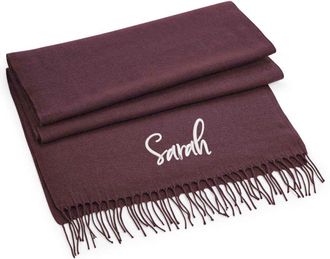 Generic Personalised Scarf with Embroidered Name. Classic Woven Scarf. Free P&P (Burgundy)