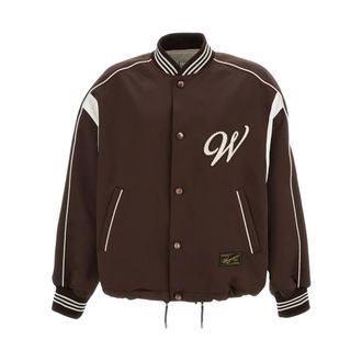 Wooyoungmi Bomber Jackets, male, Brown, Size: S Oversized Baseball-Style Bomber Jacket
