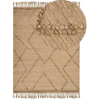 Beliani Rug HANDERE Beige 160 x 230 cm Jute