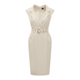 Pinko Amadine Dress - Dames - Casual kleedjes - Wit - L - Leer - Kleedjes