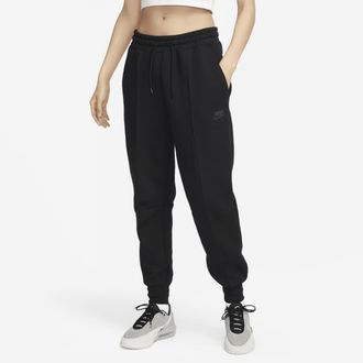 Nike Womens Nike Sportswear Tech Fleece Mid-Rise Jogger Pants in Black | FB8330-010