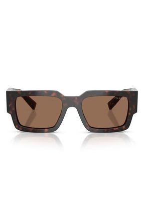 Prada 54mm Rectangular Sunglasses in Root Tortoise /Dark Brown at Nordstrom