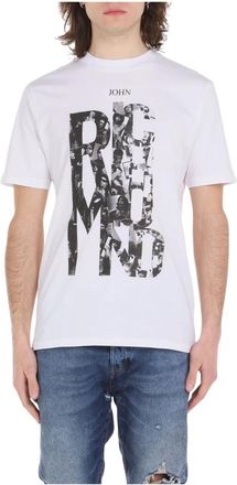 John Richmond T-shirt met Print - Heren - T-shirts - Wit - 2XL - Katoen - Tops