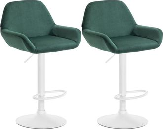 Clp Set De 2 Taburetes De Cocina Braga En Terciopelo Verde Oscuro Metal Blanco Mate