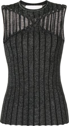 Dion Lee braided-detail knit top - women - Polyester/Wool - M - Black