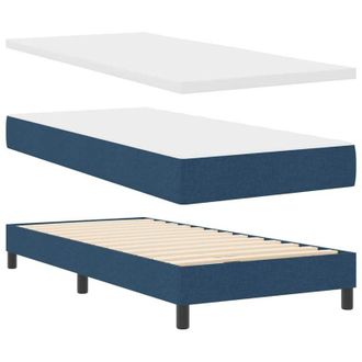 vidaXL Vidaxl - Cama Box Spring Con Colch&oacute;n Con Colch&oacute;n Azul 100 X 200 Cm Tela