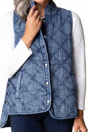 Habitat Quilted Snap Button Front Vest In Indigo